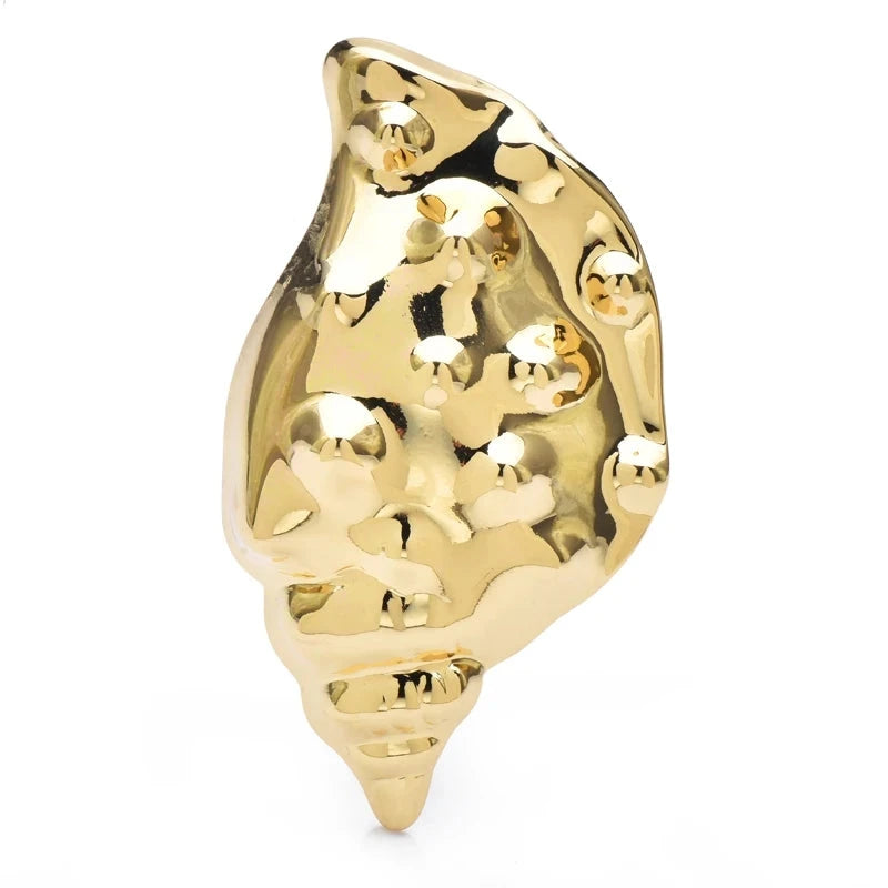 Textured Conch Shell Brooch — Gold