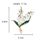 White Enamel Lily of the Valley Brooch — dimensions