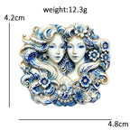 Floral Gemini Twin Portrait Brooch