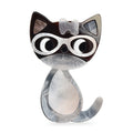 Acrylic Cat with Glasses and Bow Brooch — Gray