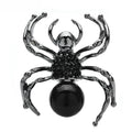 Pearl-Look Spider Brooch — Black