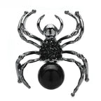 Pearl-Look Spider Brooch — Black