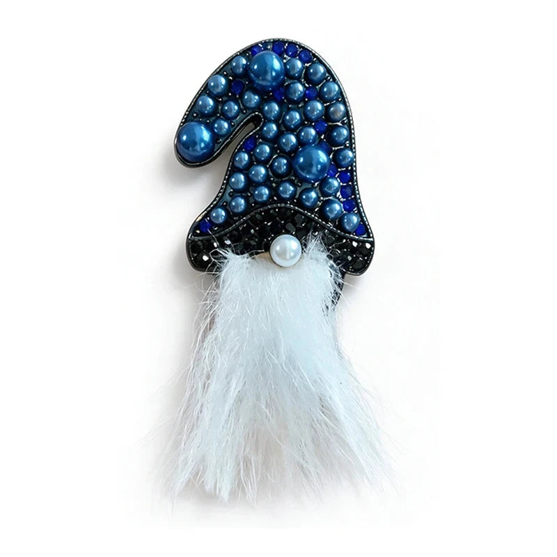 Christmas Gnome with Fluffy Beard Brooch original white background product photo