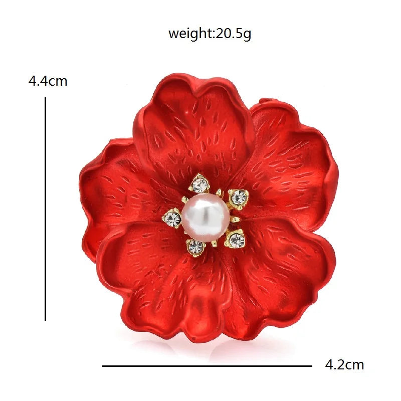 Layered Enamel Flower with Pearl-Look Center Brooch