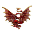Winged Enamel Dragon Brooch — Red
