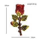 Rhinestone Rosebud Stem Brooch — dimensions