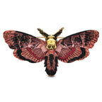 Vintage-Style Skull Butterfly Enamel Brooch — Red