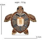 Amber-Tone Rhinestone Sea Turtle Brooch — dimensions