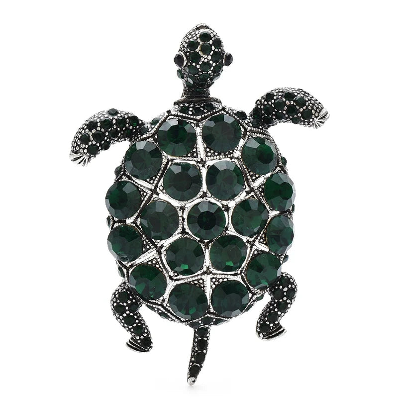 Jeweled Sea Turtle Brooch — Green