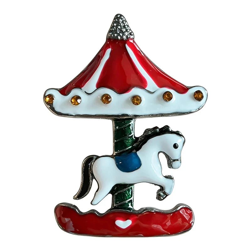 Miniature Carousel Horse Brooch original white background product photo