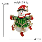 Snowman with Christmas Stocking Charms Brooch