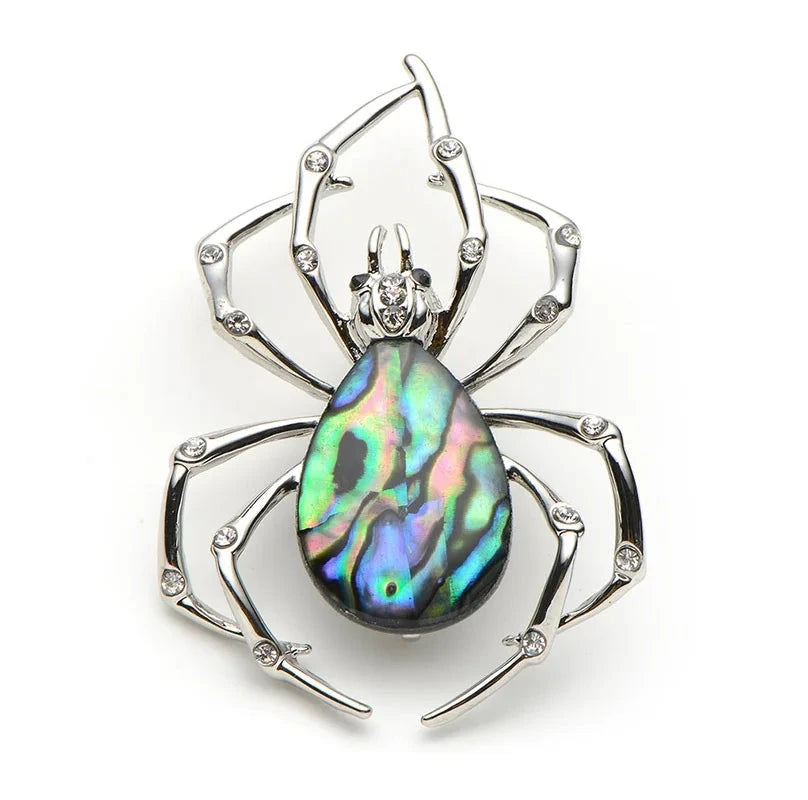 Iridescent Abalone-Look Spider Brooch — Iridescent Spider