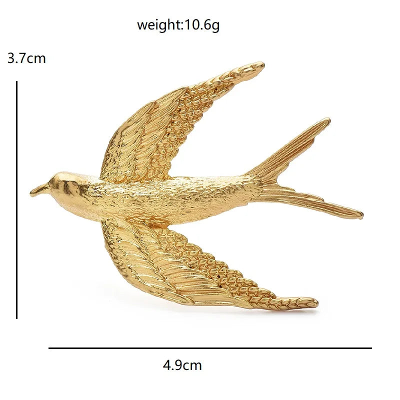 Textured Flying Swallow Brooch dimensions and weight