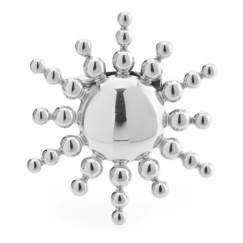 Polished Sunburst Disc Brooch