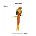 Long-Tailed Enamel Parrot with Rhinestones Brooch dimensions and weight