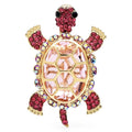 Faceted Shell Sea Turtle Brooch — Pink
