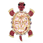 Faceted Shell Sea Turtle Brooch — Pink