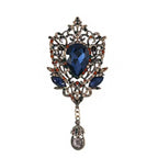 Vintage-Style Blue Floral Teardrop with Dangle Brooch — Blue Floral Teardrop