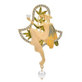 Seated Fairy with Pearl-Look Drop Brooch original white background product photo