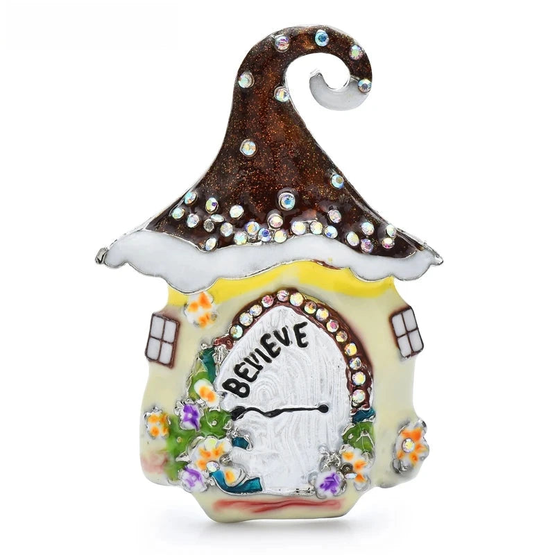 Snowy Mushroom House Christmas Brooch — Snowy House