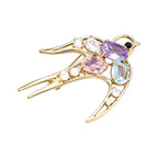 Flying Swallow with Pastel Faceted Accents Brooch original white background product photo