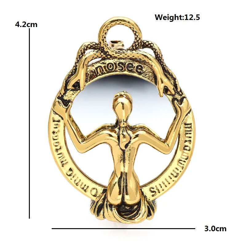 Woman in Ornate Mirror Frame Brooch — dimensions