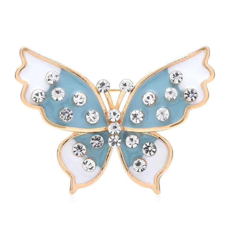 Pastel Enamel Jeweled Butterfly Brooch