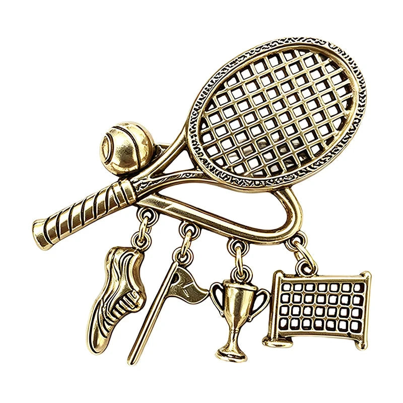 Vintage Tennis Racket Charm Brooch original white background variant photo