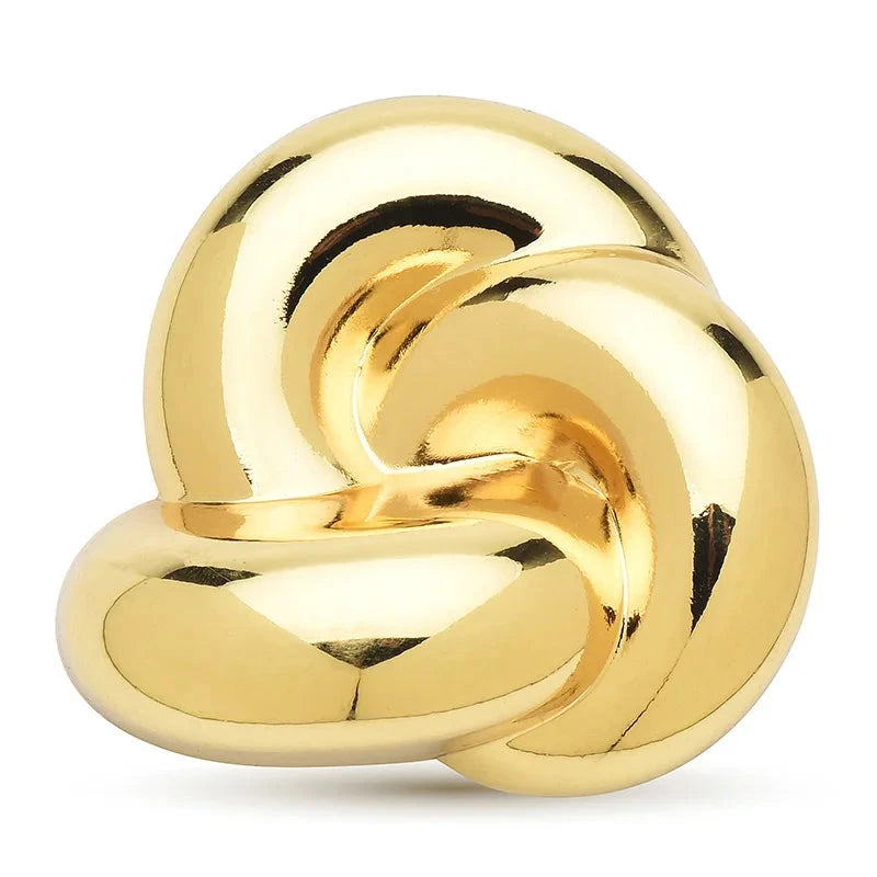 Polished Stainless Steel Knot Brooch — Gold