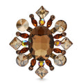 Vintage-Style Oval Faceted Stone Brooch — Amber
