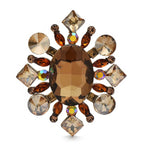 Vintage-Style Oval Faceted Stone Brooch — Amber