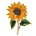 Enamel Sunflower with Leafy Stem Brooch product variant photo