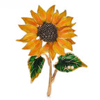 Enamel Sunflower with Leafy Stem Brooch product variant photo