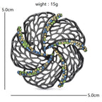Openwork Leaf Swirl with Rhinestones Brooch — dimensions