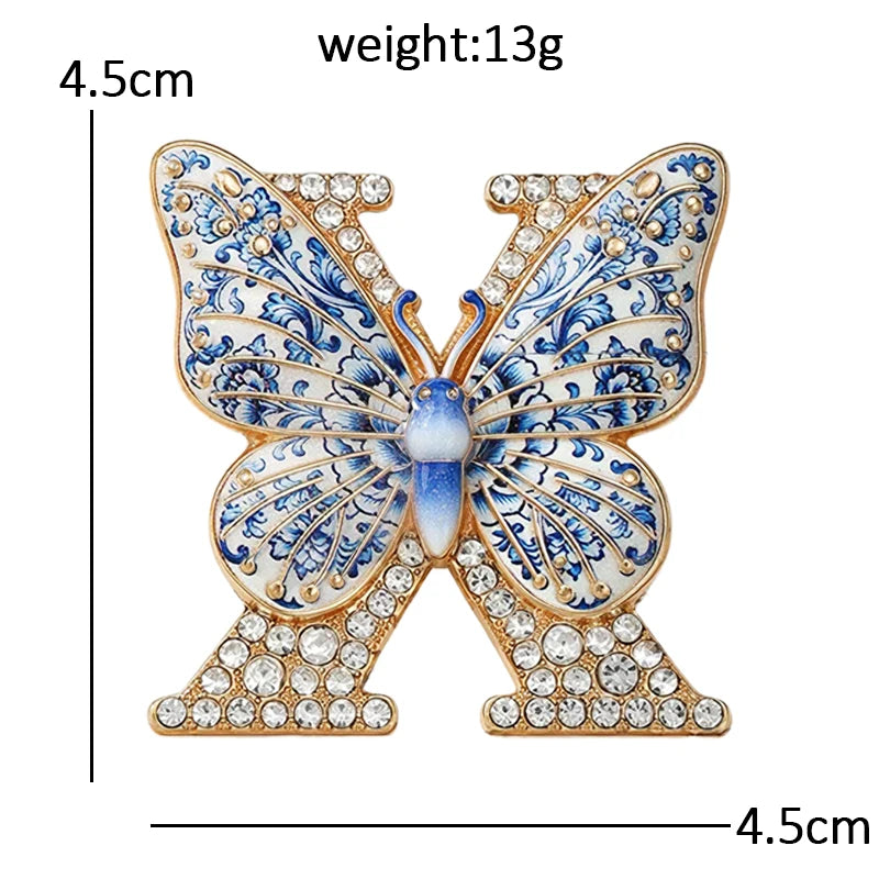 Butterfly Letter X Sparkle Brooch