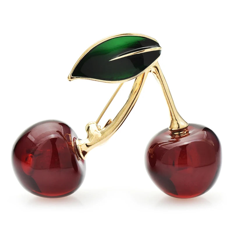 Enamel Cherry Pair Brooch