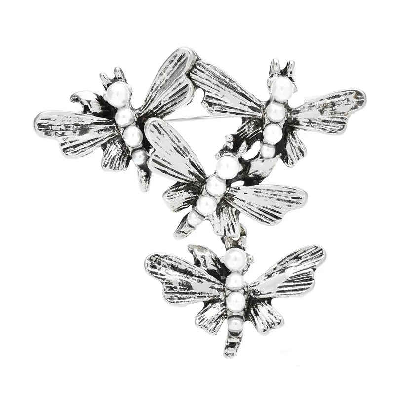 Enamel Botanical and Animal Motif Brooch