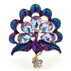Iridescent Crystal Peacock Brooch