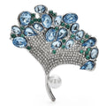 Faceted Ginkgo Leaf with Pearl-Look Drop Brooch product variant photo