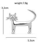 Minimal Cat with Curved Tail Brooch