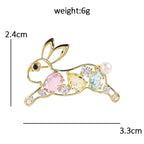 Running Rabbit with Pastel Faceted Accents Brooch