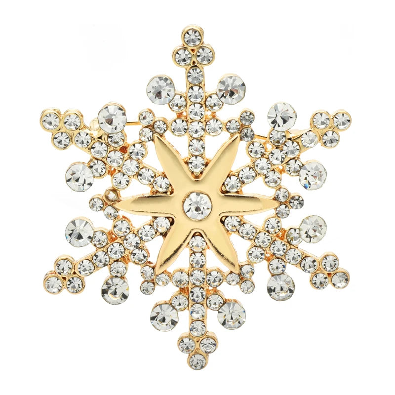 Jeweled Star Center Snowflake Brooch