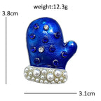 Christmas Mitten with Pearl-Look-Accent Cuff Brooch