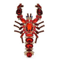 Jeweled Lobster with Faceted Stones Brooch — Red