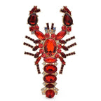 Jeweled Lobster with Faceted Stones Brooch — Red