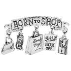 Born to Shop Charm Brooch — Silver
