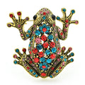 Vintage Jeweled Frog Brooch