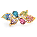 Jeweled Floral Spray with Oval Centers Brooch — Multicolor