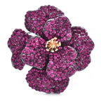 Layered Rhinestone Flower with Golden Center Brooch — Pink
