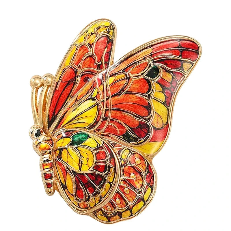 Patterned Butterfly with Folded Wings Brooch original white background product photo